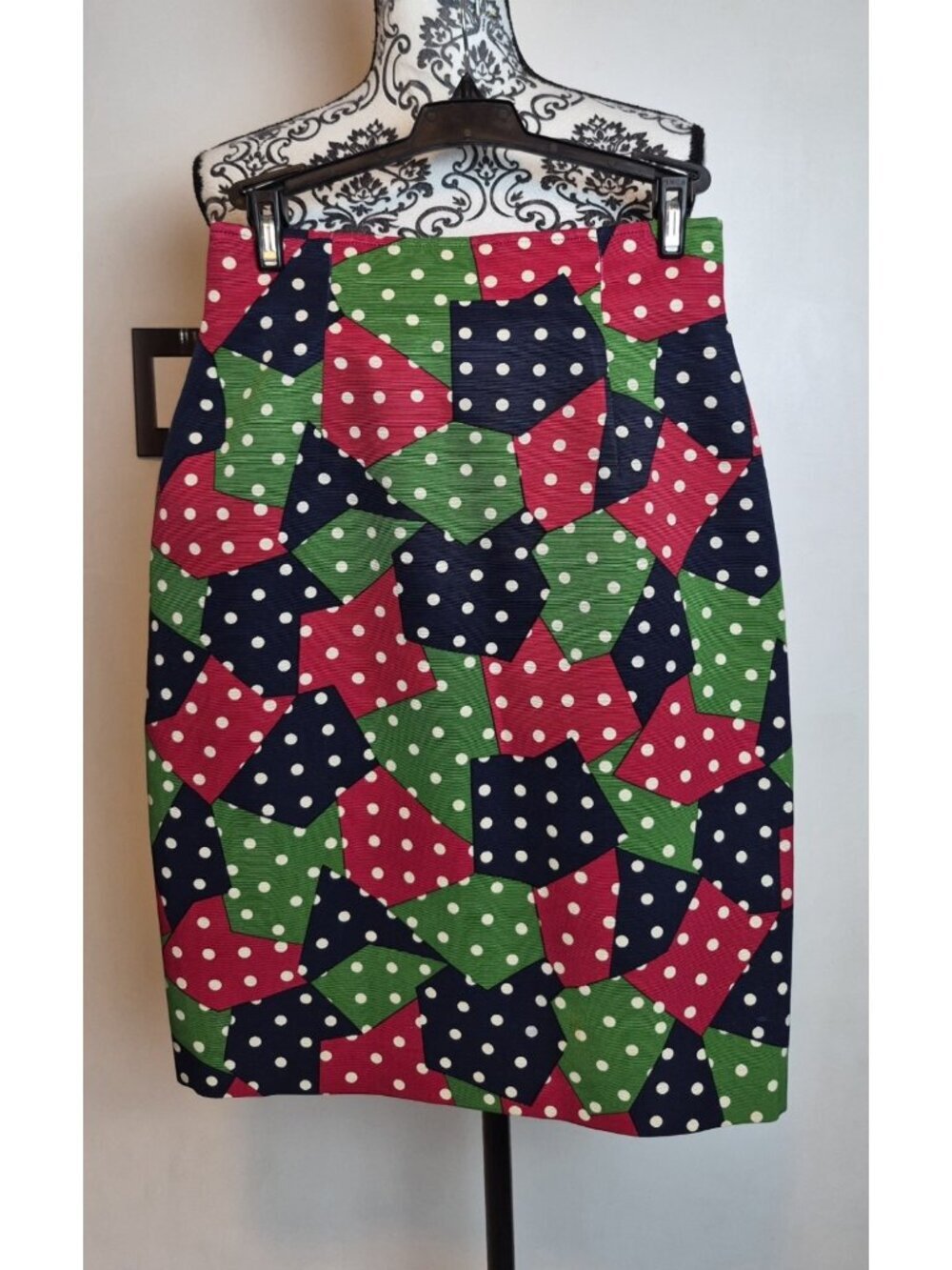 Estasi Made in Italy Women's Sz 40 Vintage Geometric Pencil Skirt Cotton Blend